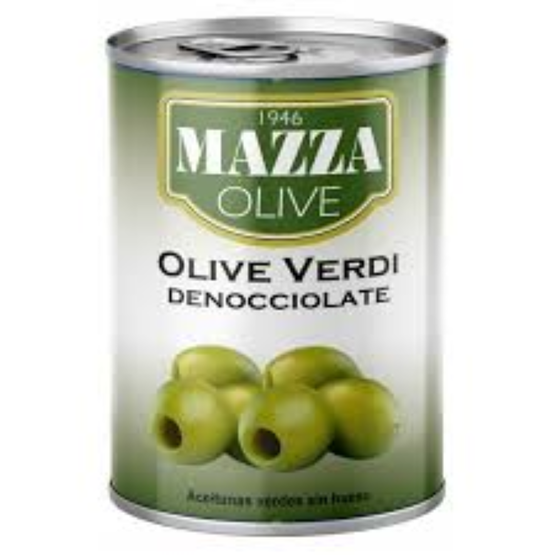 MAZZA GREEN OLIVES PITTED IN TIN 397G